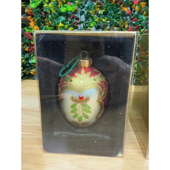 European Style Inspired Glass Faberge‎ Eggs Holiday Christmas Ornament 4" + Box - Picture 4 of 7